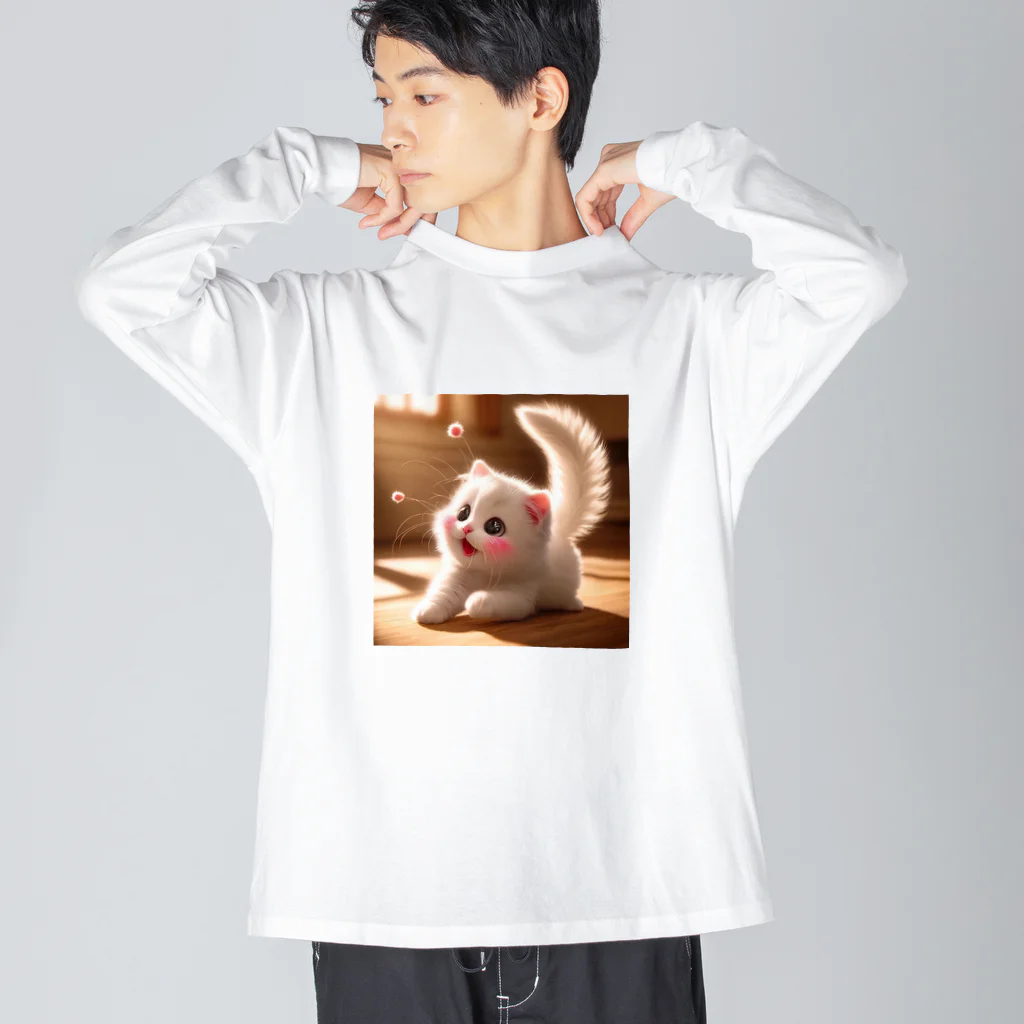 SAKUKOBAの頬紅をしたような可愛い子猫SAKUCAT ビッグシルエットロングスリーブTシャツ