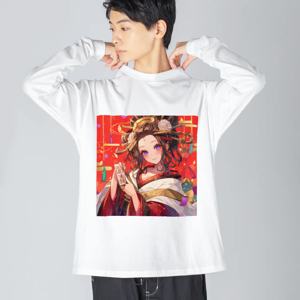 AQUAMETAVERSEの祝福の節句に舞う、紅梅の姫 ビッグシルエットロングスリーブTシャツ