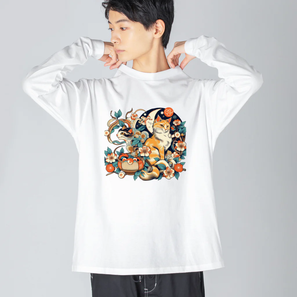 猫LOVE items Noahの猫LOVE items 茶虎と白黒 ビッグシルエットロングスリーブTシャツ