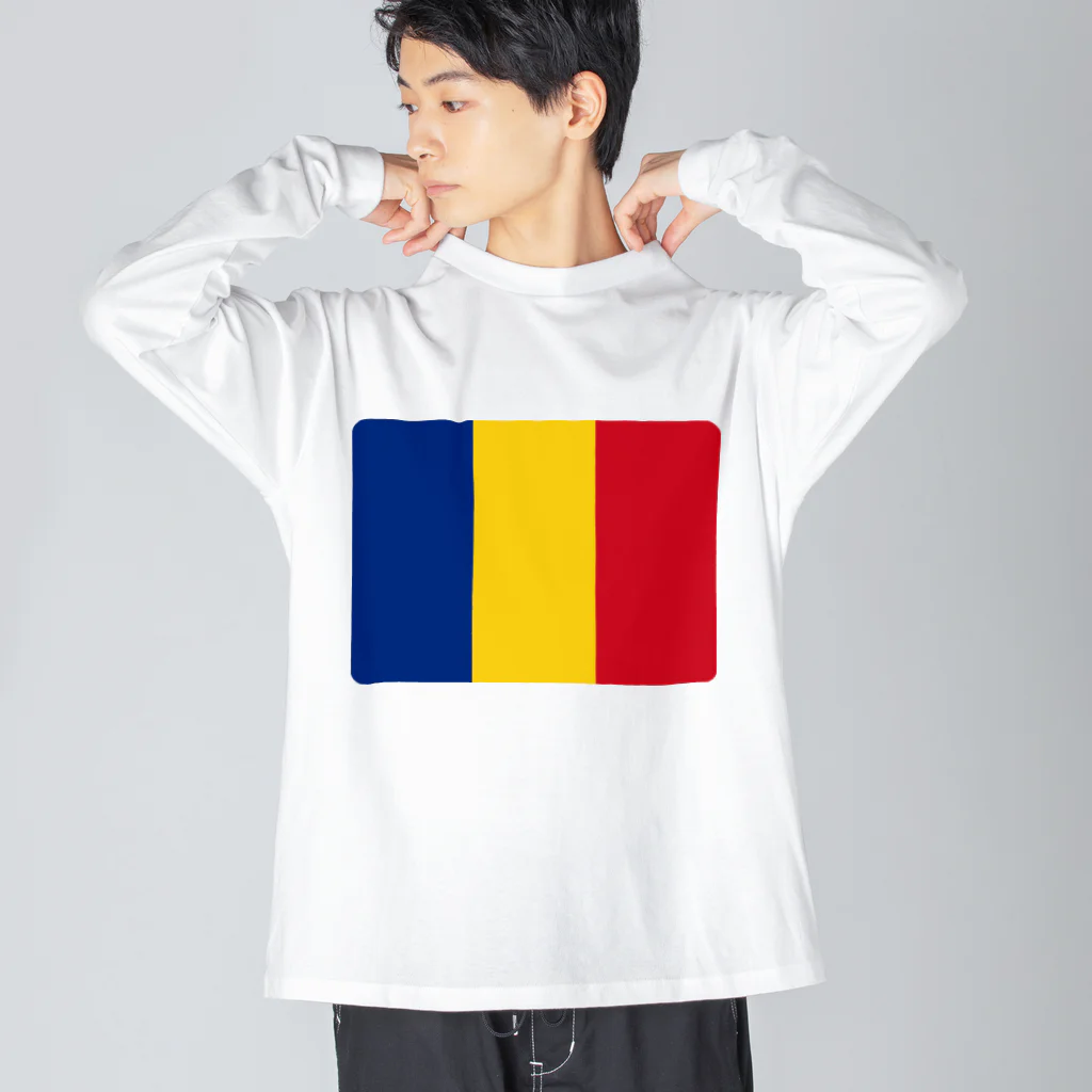 お絵かき屋さんのルーマニアの国旗 ビッグシルエットロングスリーブTシャツ