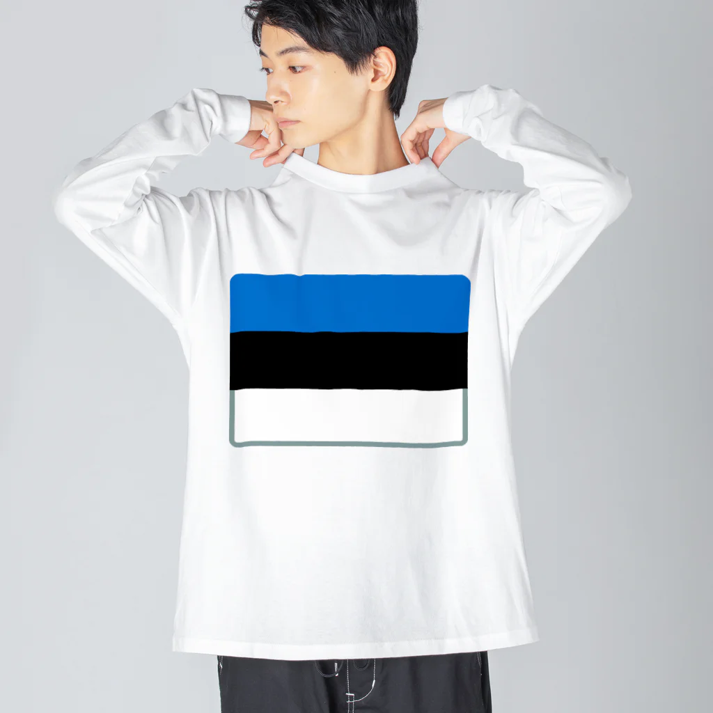 お絵かき屋さんのエストニアの国旗 ビッグシルエットロングスリーブTシャツ