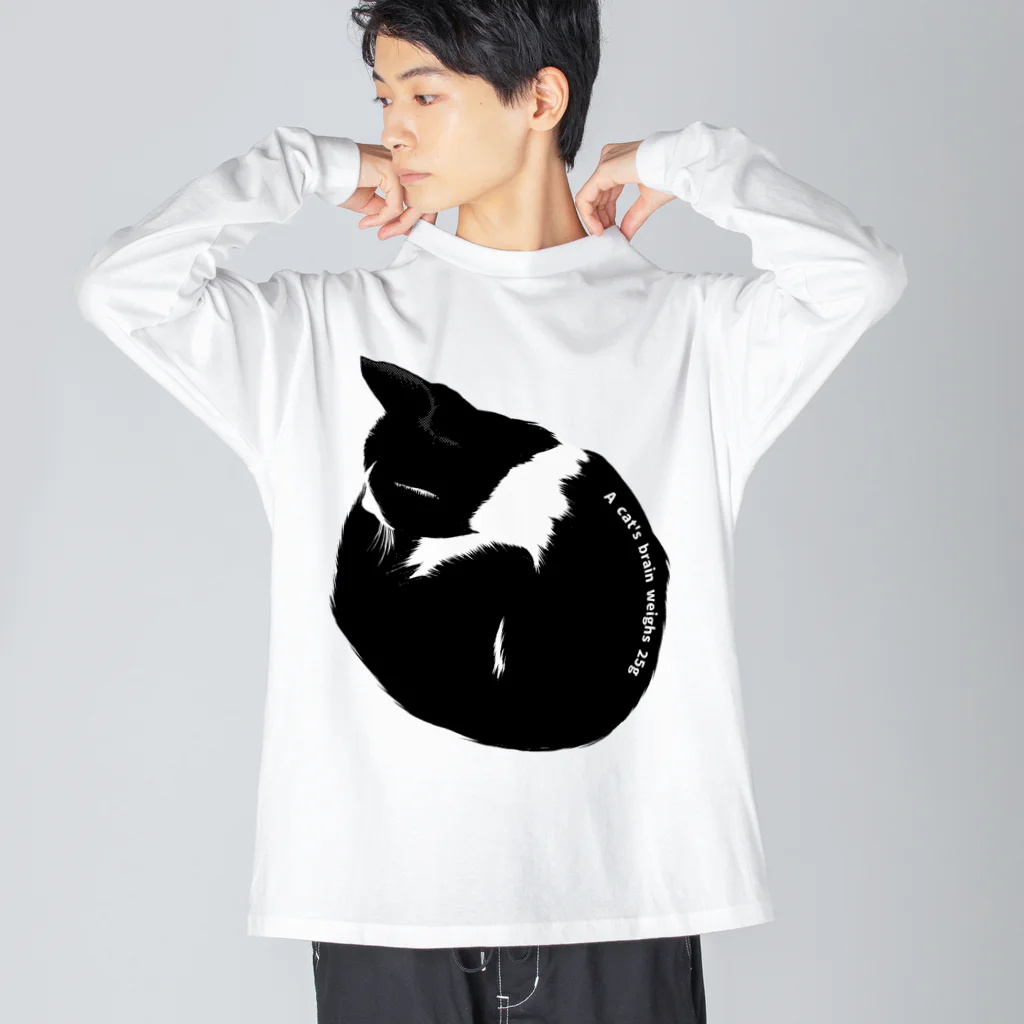 シギサワカ屋（仮）のA cat's brain weighs 25g ビッグシルエットロングスリーブTシャツ