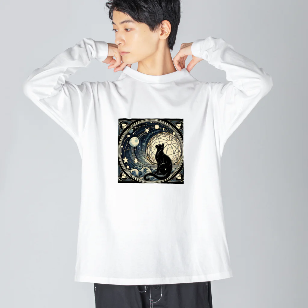 luna_neroのSegno＊月と黒猫＊星座を探して ビッグシルエットロングスリーブTシャツ