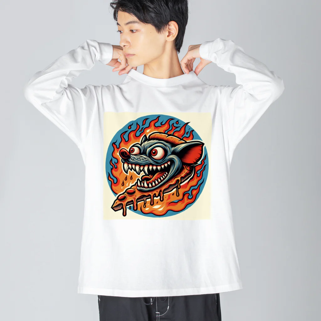 SARAKIのCRAZY PIZZA Big Long Sleeve T-Shirt