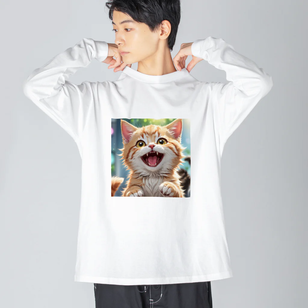 f-koroのかわいい笑顔がたまらない子猫 ビッグシルエットロングスリーブTシャツ