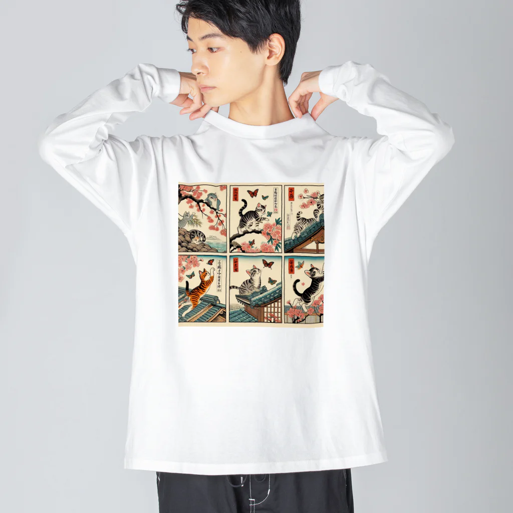 猫LOVE items Noahの猫LOVE items 鯖虎　雉虎 ビッグシルエットロングスリーブTシャツ