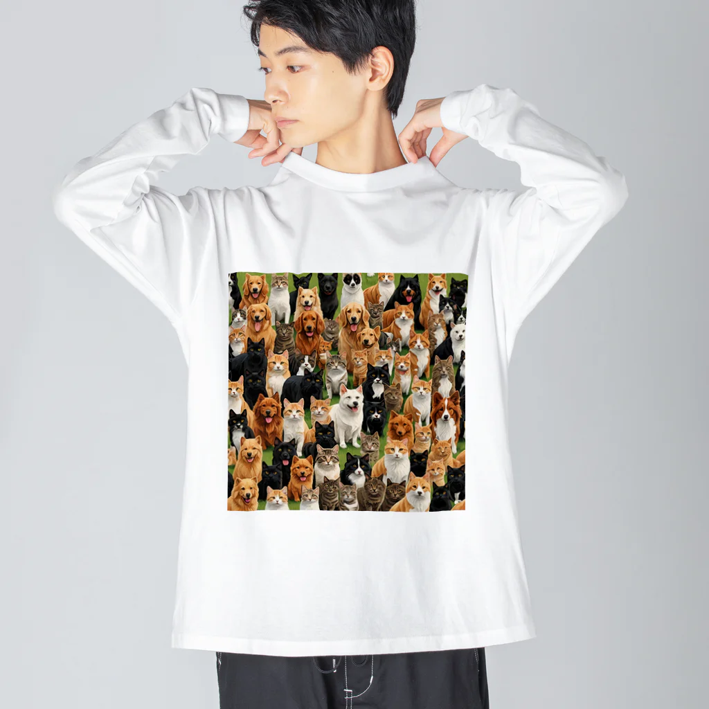 CHIKUSHOの犬と猫 Big Long Sleeve T-Shirt