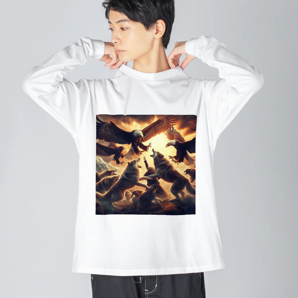 chikokuma76のイヌワシとオオカミ Big Long Sleeve T-Shirt