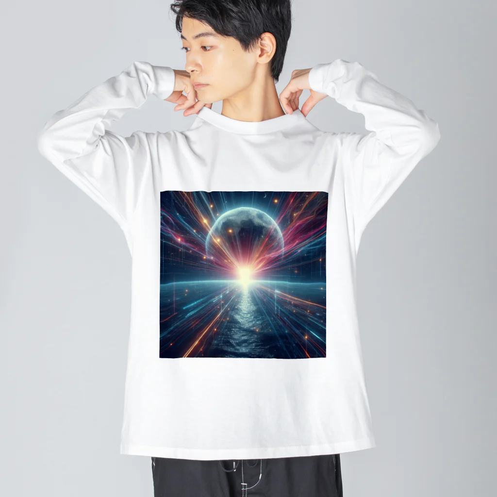 chikokuma76の宇宙の美しい未来を切り開く月の輝き✨ ビッグシルエットロングスリーブTシャツ