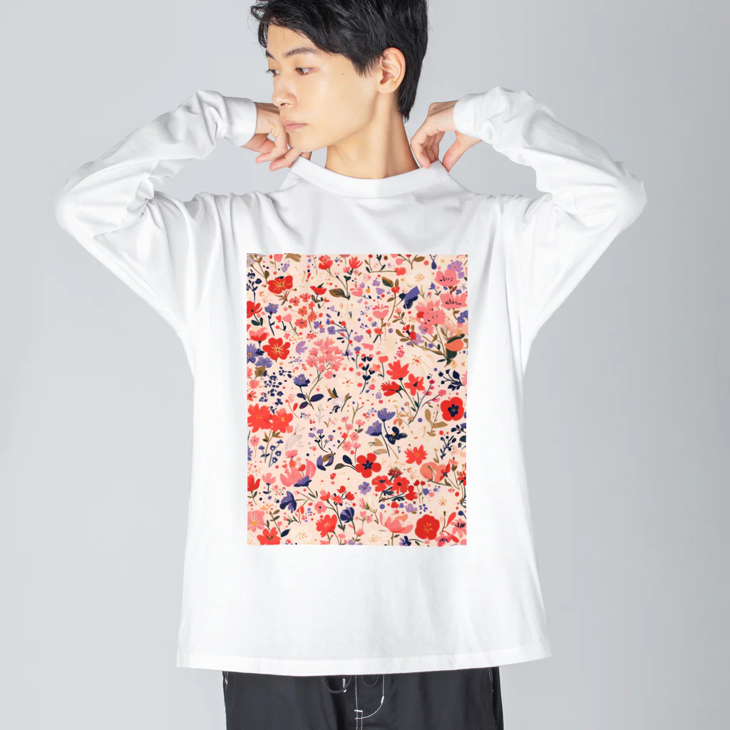 AQUAMETAVERSEの花柄のプリント　なでしこ1478 Big Long Sleeve T-Shirt