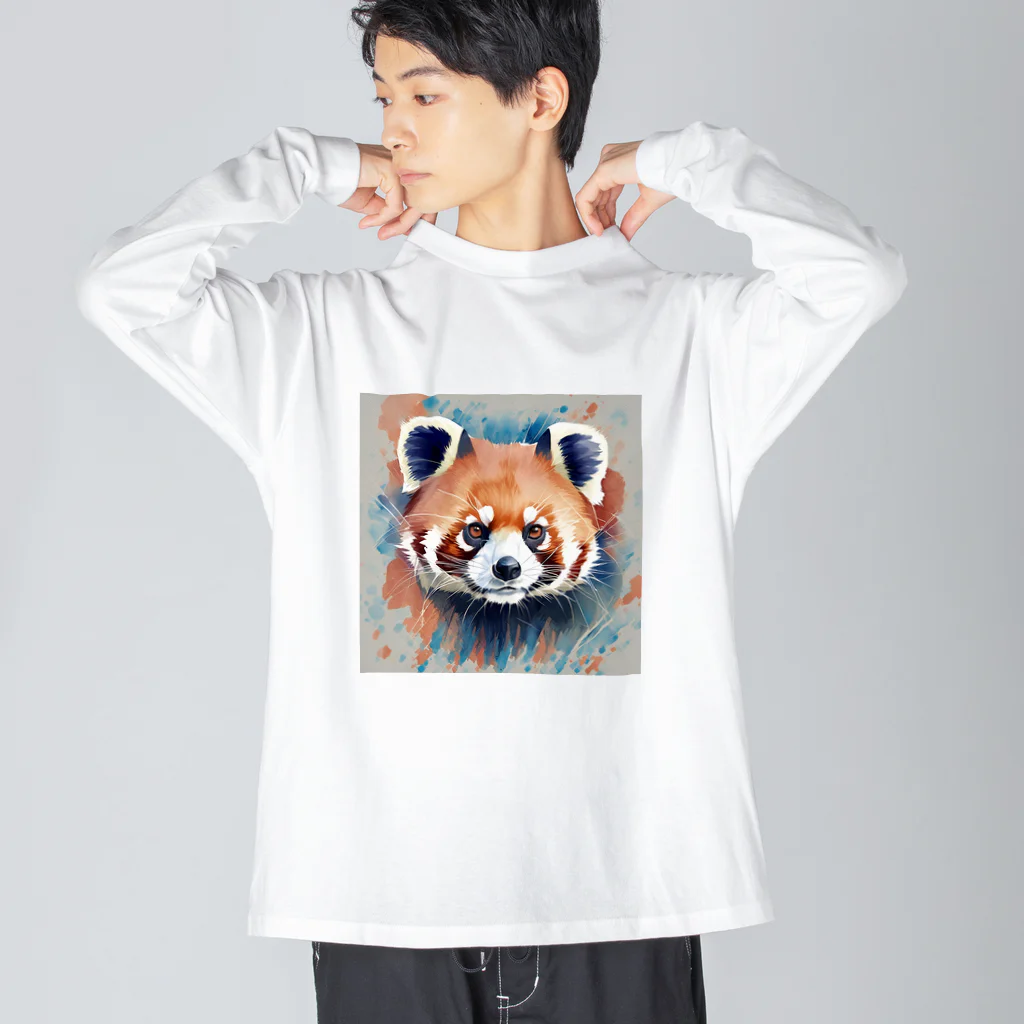 WithRedPandaの水彩風レッサーパンダ ビッグシルエットロングスリーブTシャツ