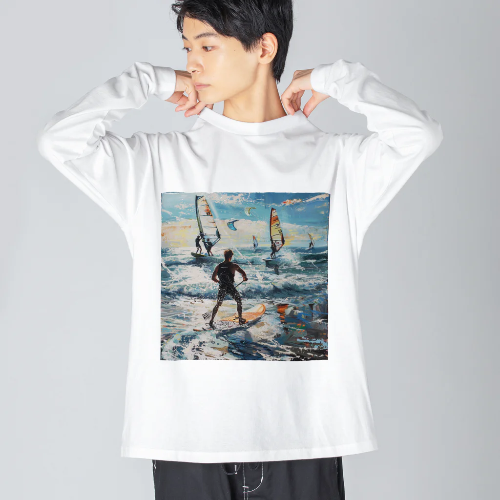 AQUAMETAVERSEのsupとwindsurfingレース　エンジェル717 2065 ビッグシルエットロングスリーブTシャツ