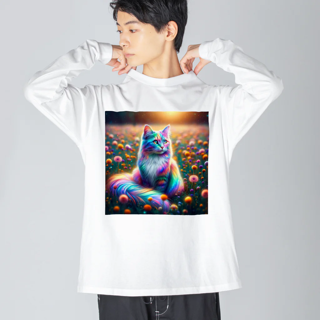 momonekokoの虹色に輝く優雅な猫 Big Long Sleeve T-Shirt