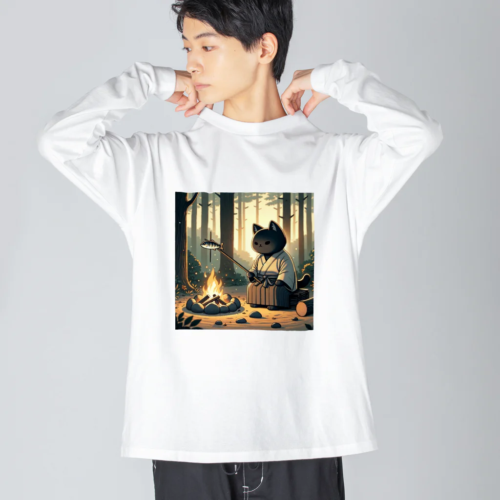 yanagi_mochiの猫侍の晩御飯 Big Long Sleeve T-Shirt