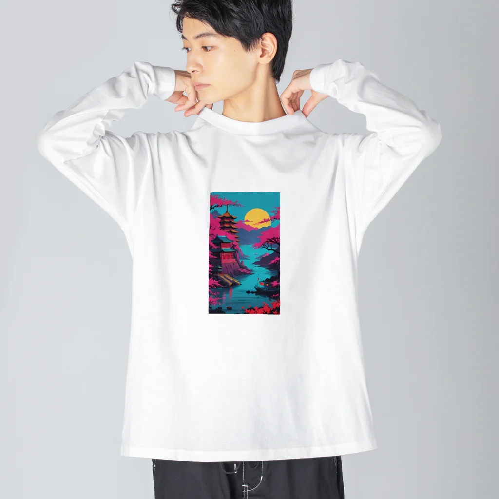 thedarkesthourのアジア　中国　日本　寺院　月夜　プレゼント Big Long Sleeve T-Shirt