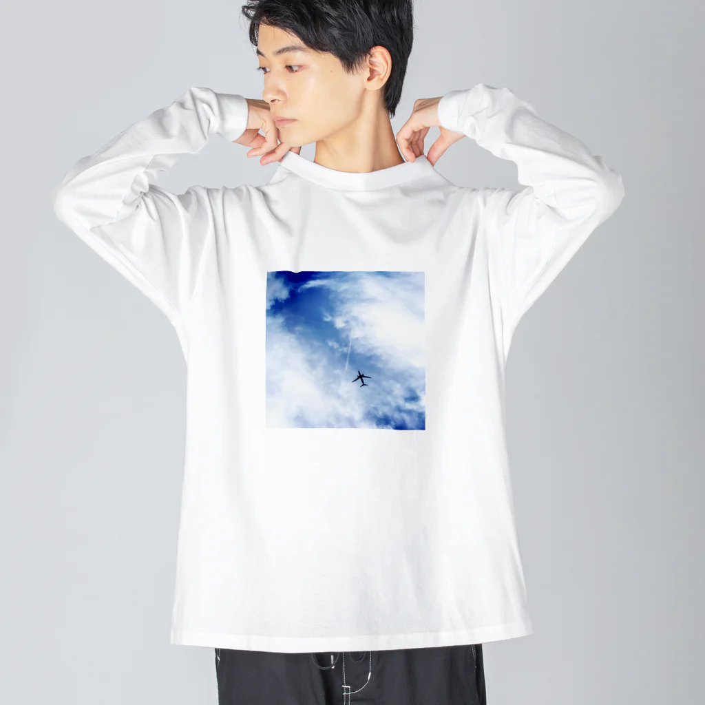 kayuuの夏の青空と飛行機 ビッグシルエットロングスリーブTシャツ