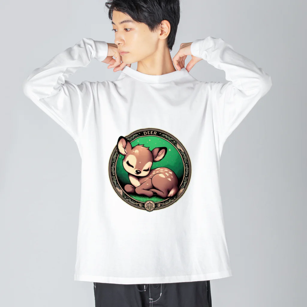 アニマルファッションの鹿のカクシカさん ビッグシルエットロングスリーブTシャツ