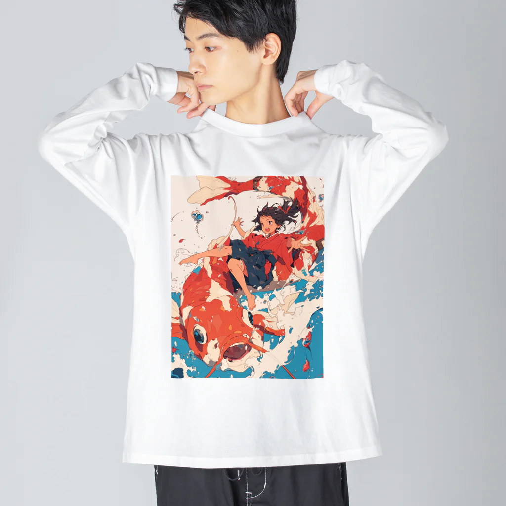 AQUAMETAVERSEの錦鯉と一緒　なでしこ1478 ビッグシルエットロングスリーブTシャツ