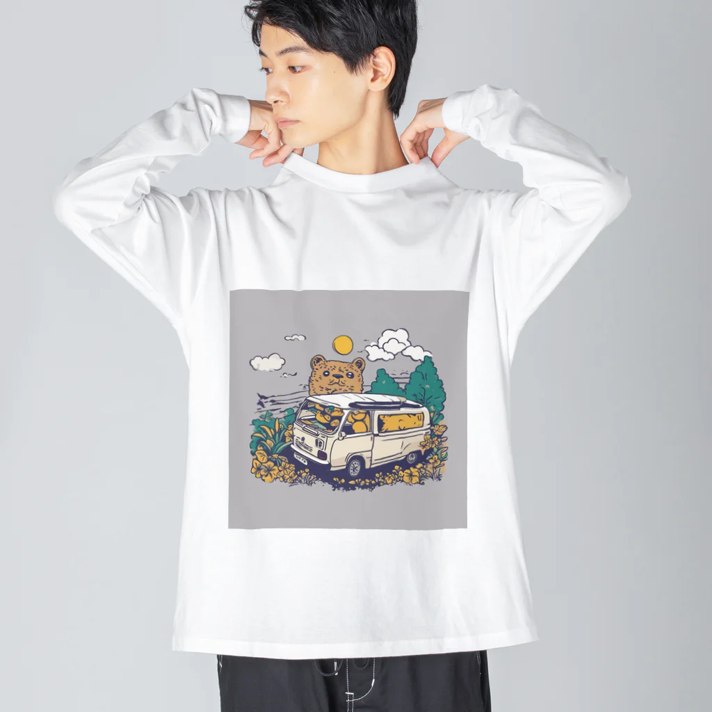 Harunashopの熊が車を運転中 Big Long Sleeve T-Shirt