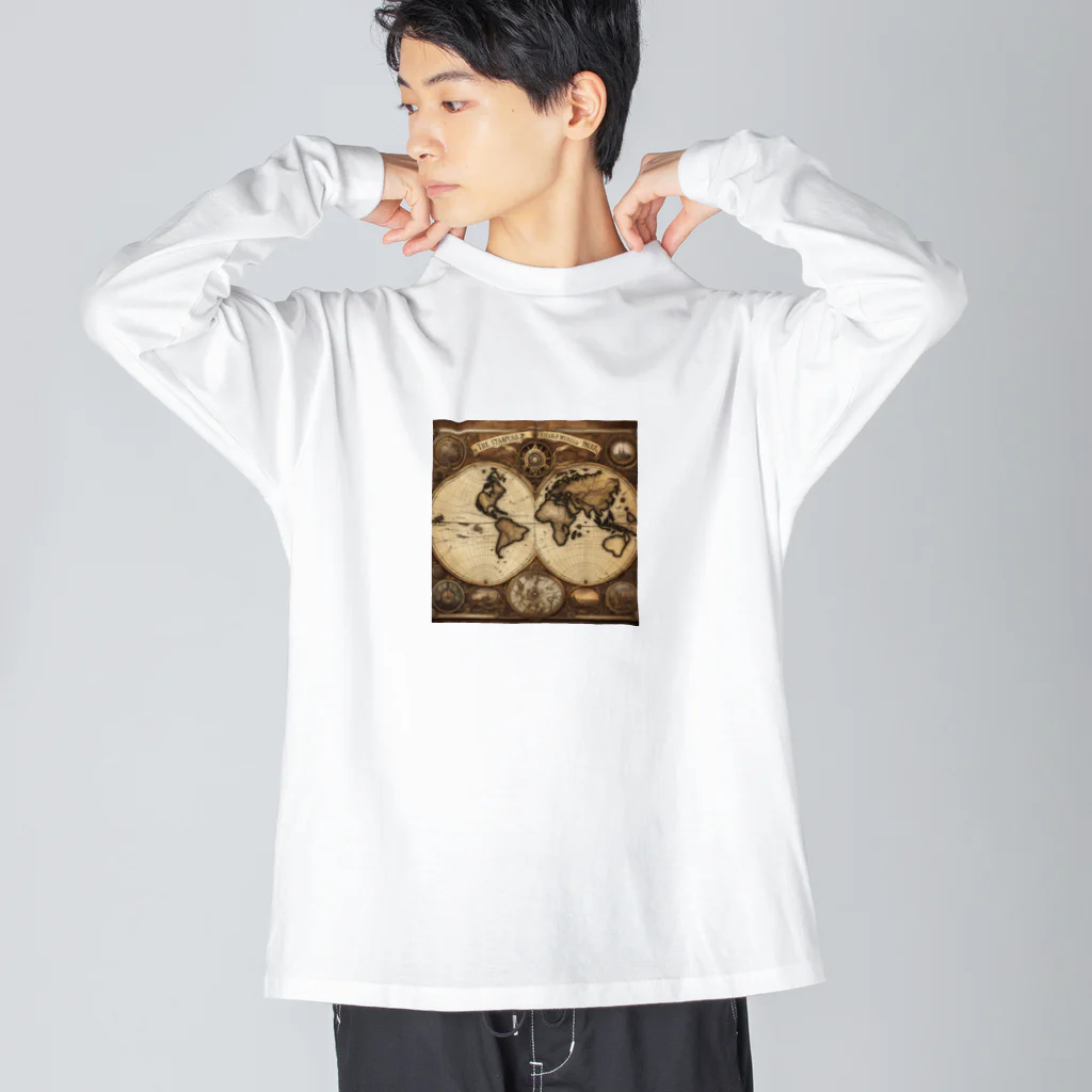 Steampunk Creations屋のスチームパンク世界地図 Big Long Sleeve T-Shirt