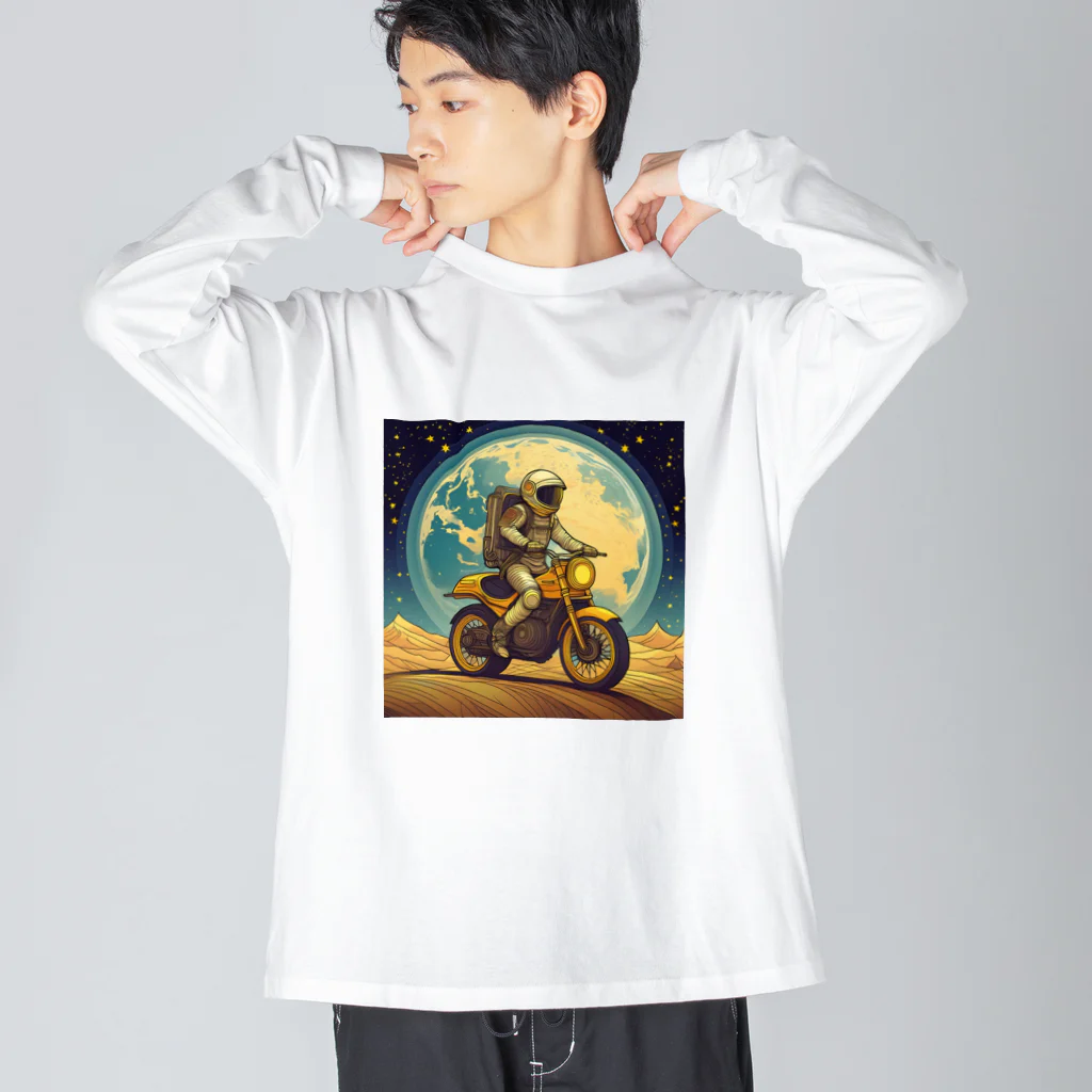 shime_savaの月面バイク乗り ビッグシルエットロングスリーブTシャツ