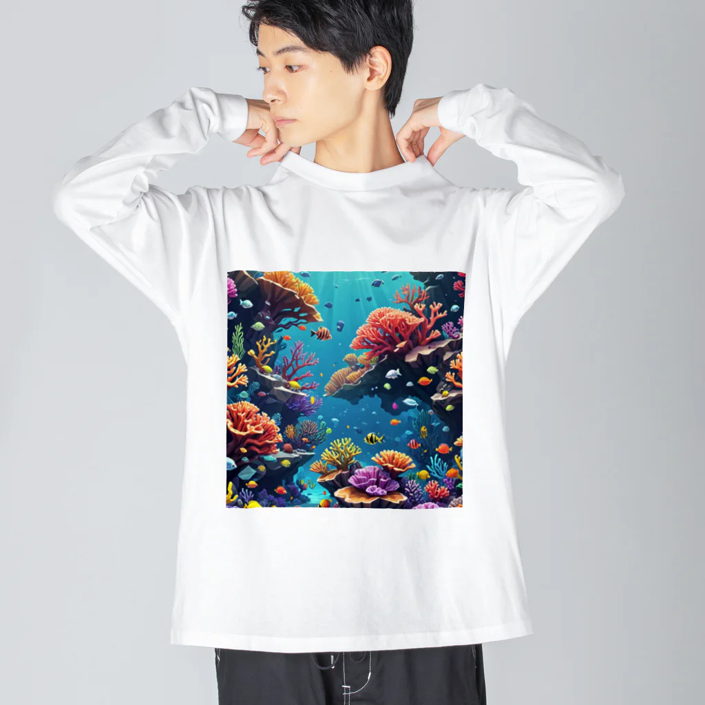 asuto_20のローポリ風サンゴ ビッグシルエットロングスリーブTシャツ