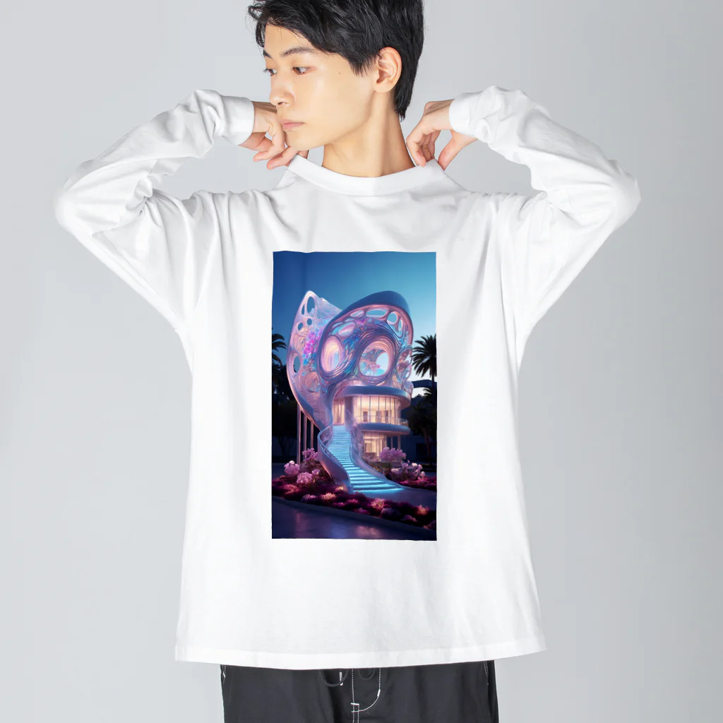 AQUAMETAVERSEの幻想的なお家アメジスト2846 ビッグシルエットロングスリーブTシャツ