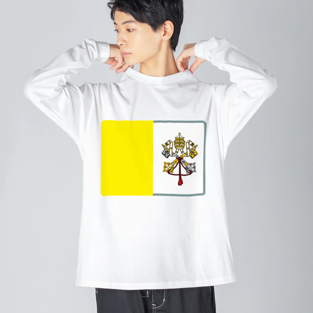 お絵かき屋さんのバチカンの国旗 ビッグシルエットロングスリーブTシャツ