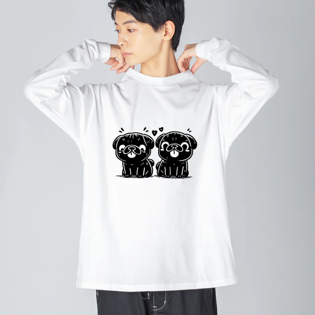 ブヒーズのtwin pug ビッグシルエットロングスリーブTシャツ