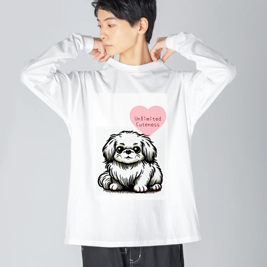 m_uu33ショップの可愛いペキニーズ ビッグシルエットロングスリーブTシャツ