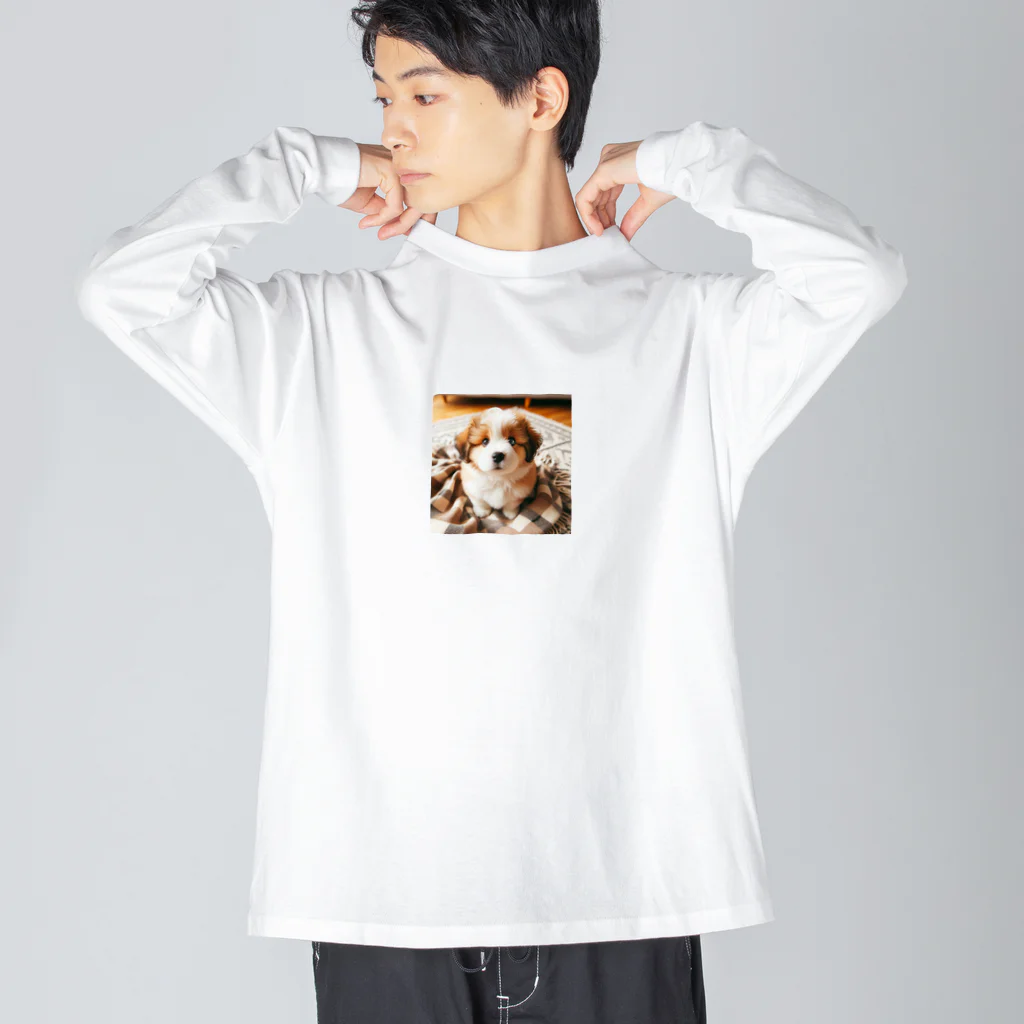 幸せいっぱいちびちゃんのふわふわ可愛いわんちゃん ビッグシルエットロングスリーブTシャツ