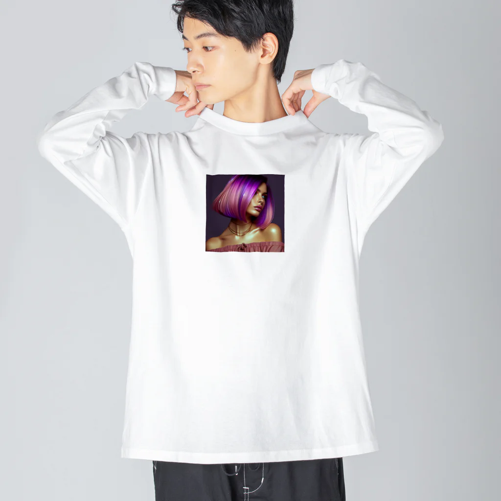 Harukiworksのパープルガール Big Long Sleeve T-Shirt