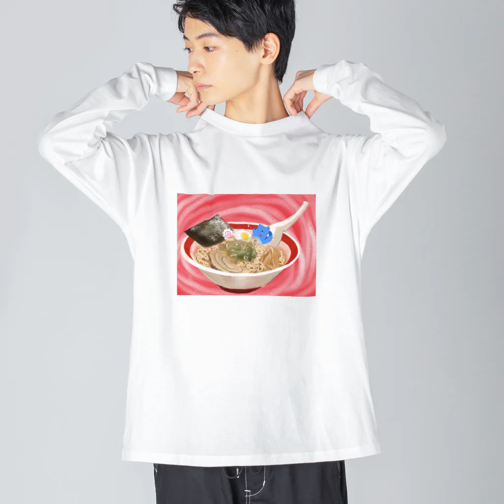 sayayanのラーメンどっぷりくん ビッグシルエットロングスリーブTシャツ