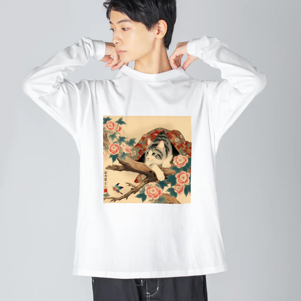 猫LOVE items Noahの猫LOVE items 鯖虎かくれんぼ ビッグシルエットロングスリーブTシャツ