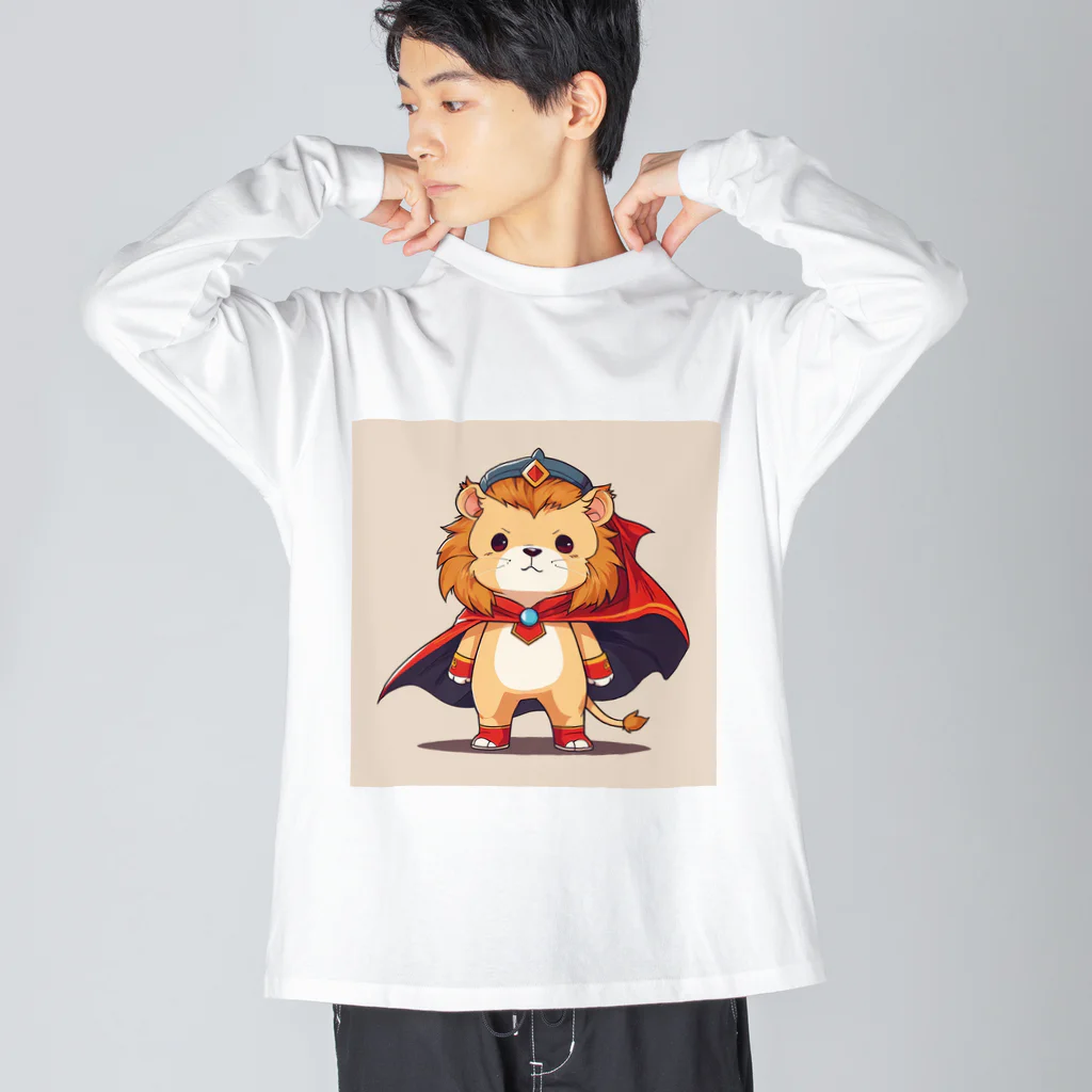 ganeshaのスーパーヒーローのマントを着たかわいいライオン Big Long Sleeve T-Shirt