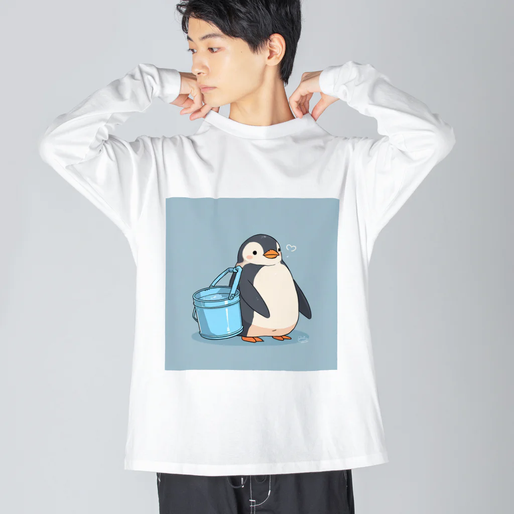 ganeshaのかわいいペンギンとおもちゃのバケツ Big Long Sleeve T-Shirt