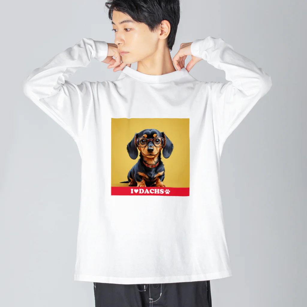 Design.DachsのI LOVE DACHS_02 ビッグシルエットロングスリーブTシャツ