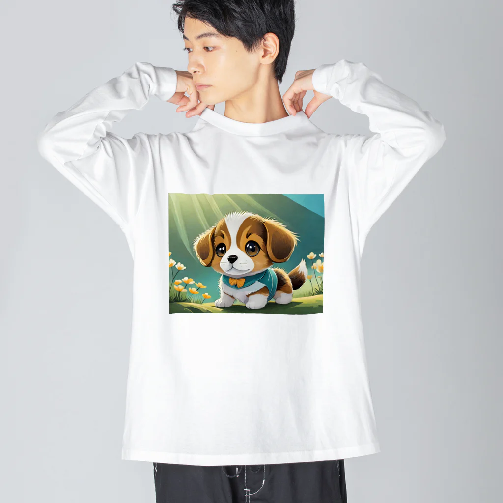 InkCraftsのかわいい子犬 ビッグシルエットロングスリーブTシャツ