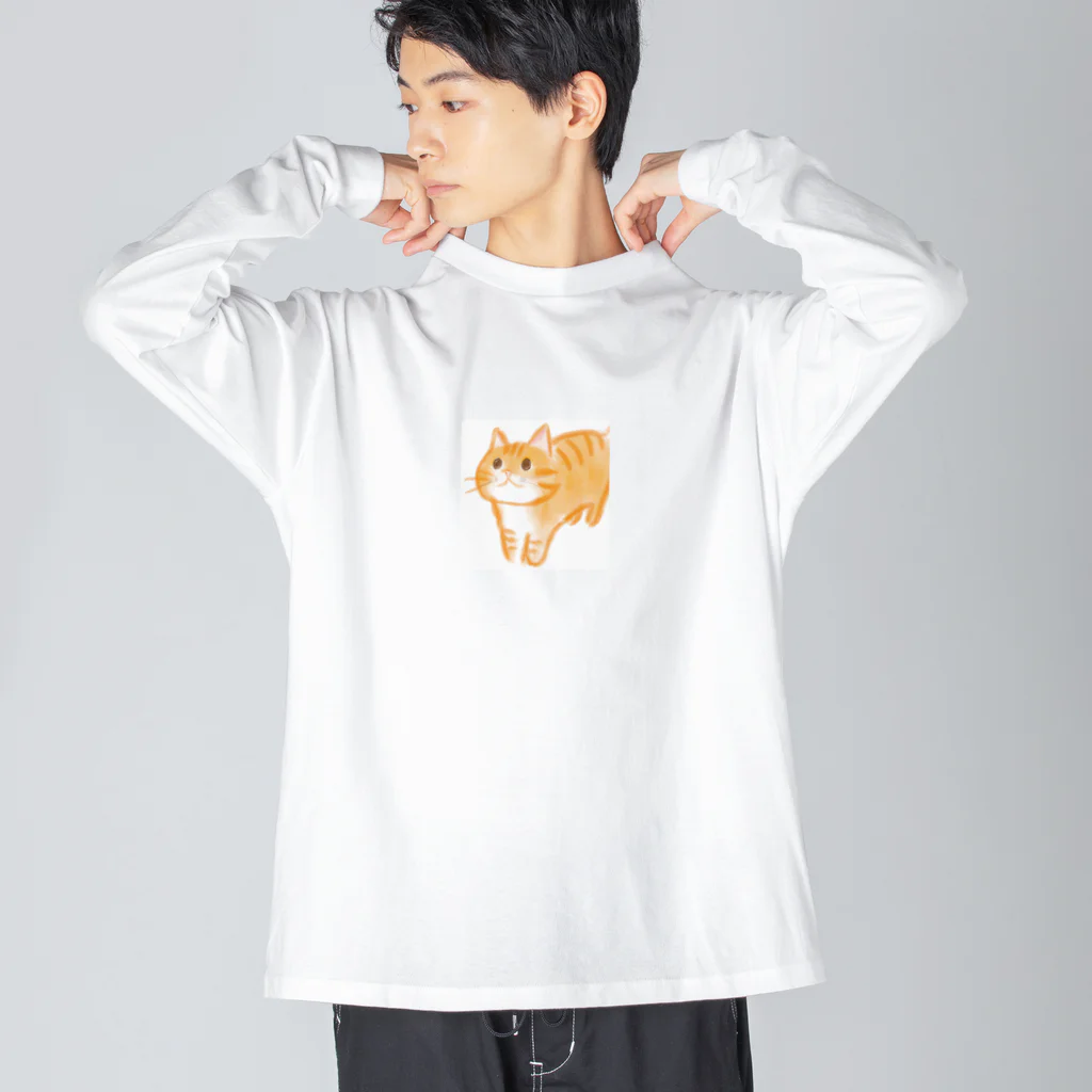 shopアルーニョのキュートなワクワクねこ ビッグシルエットロングスリーブTシャツ