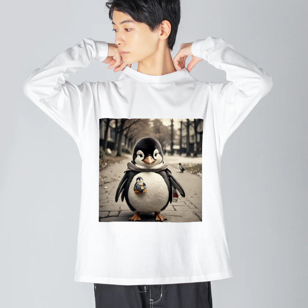 Mt_hatakeのお出かけペンギン ビッグシルエットロングスリーブTシャツ