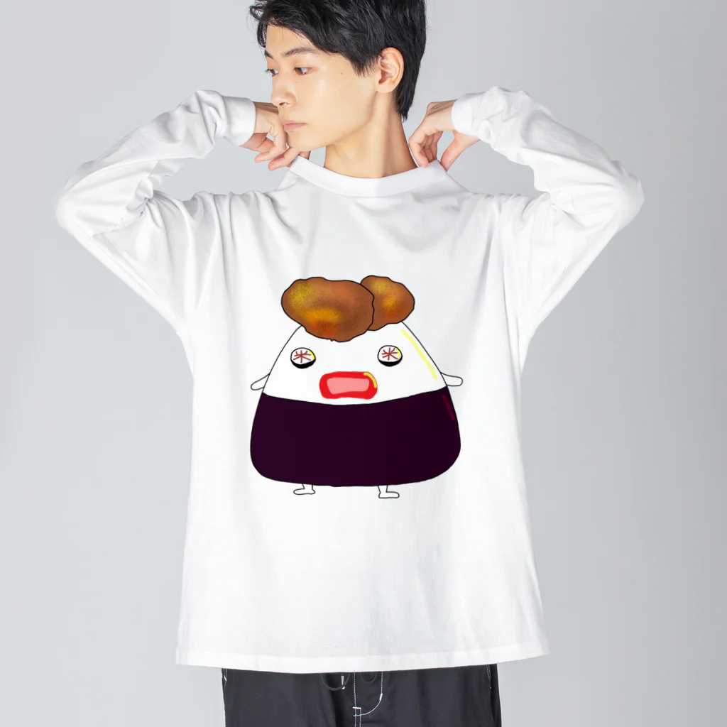 作りかけのたい焼きのからあげのおにぎり🍙 ビッグシルエットロングスリーブTシャツ