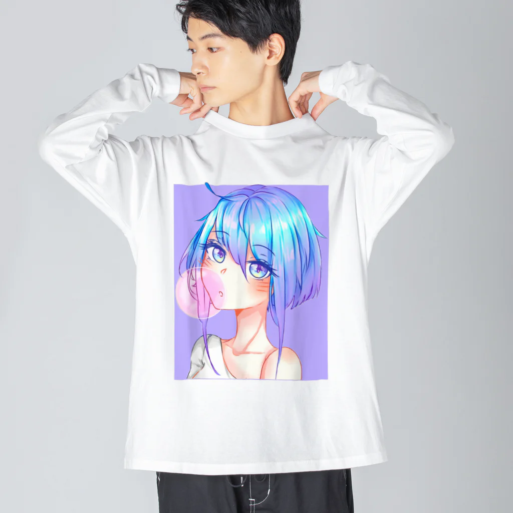 World_Teesのバブルガムを噛むアニメガール 日本の美学 アニメオタク Big Long Sleeve T-Shirt