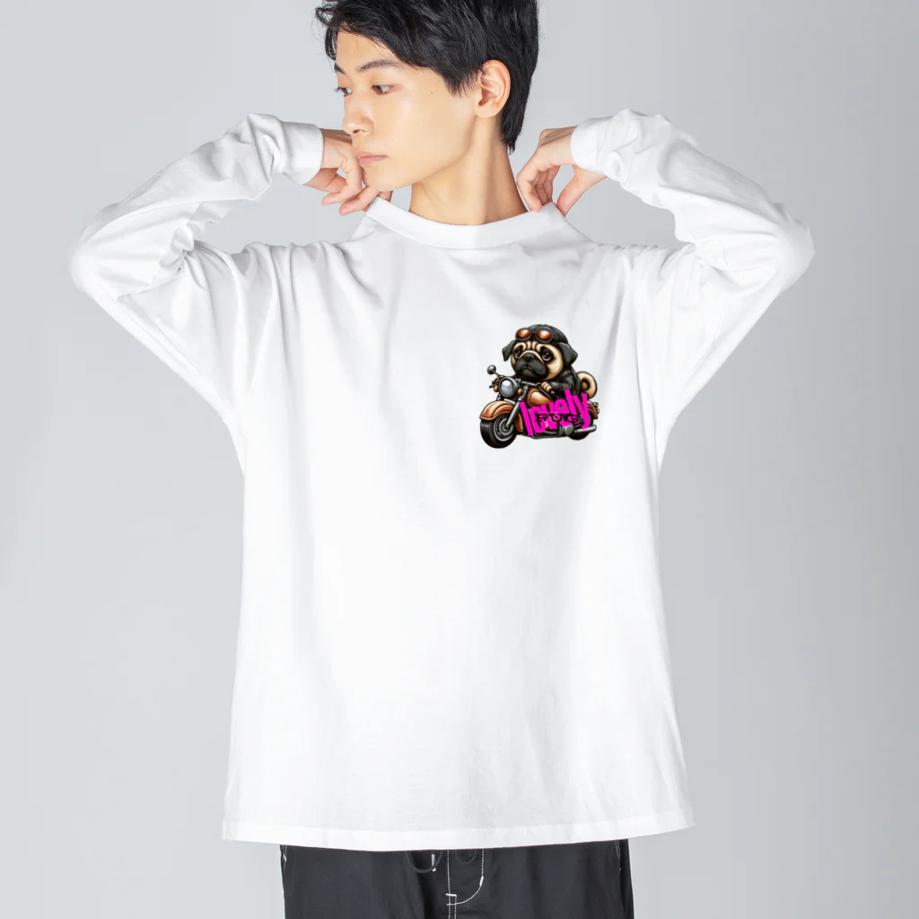 ふんわか ぷにゅのラブリーパグ ビッグシルエットロングスリーブTシャツ