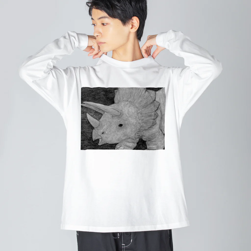 つぎのトリケラトプス　モノクロ Big Long Sleeve T-Shirt