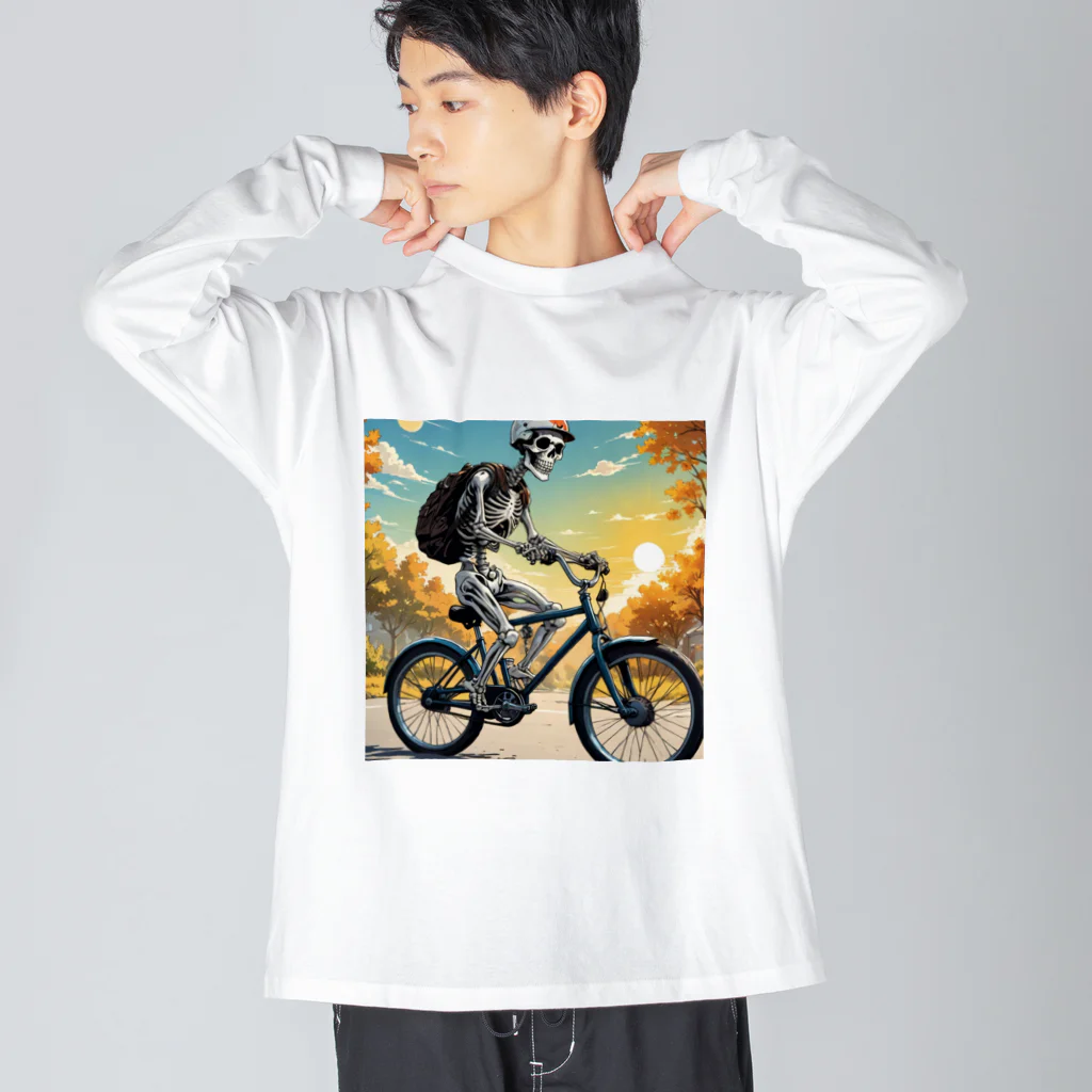 nao-tommyのポタリング中の骸骨 Big Long Sleeve T-Shirt