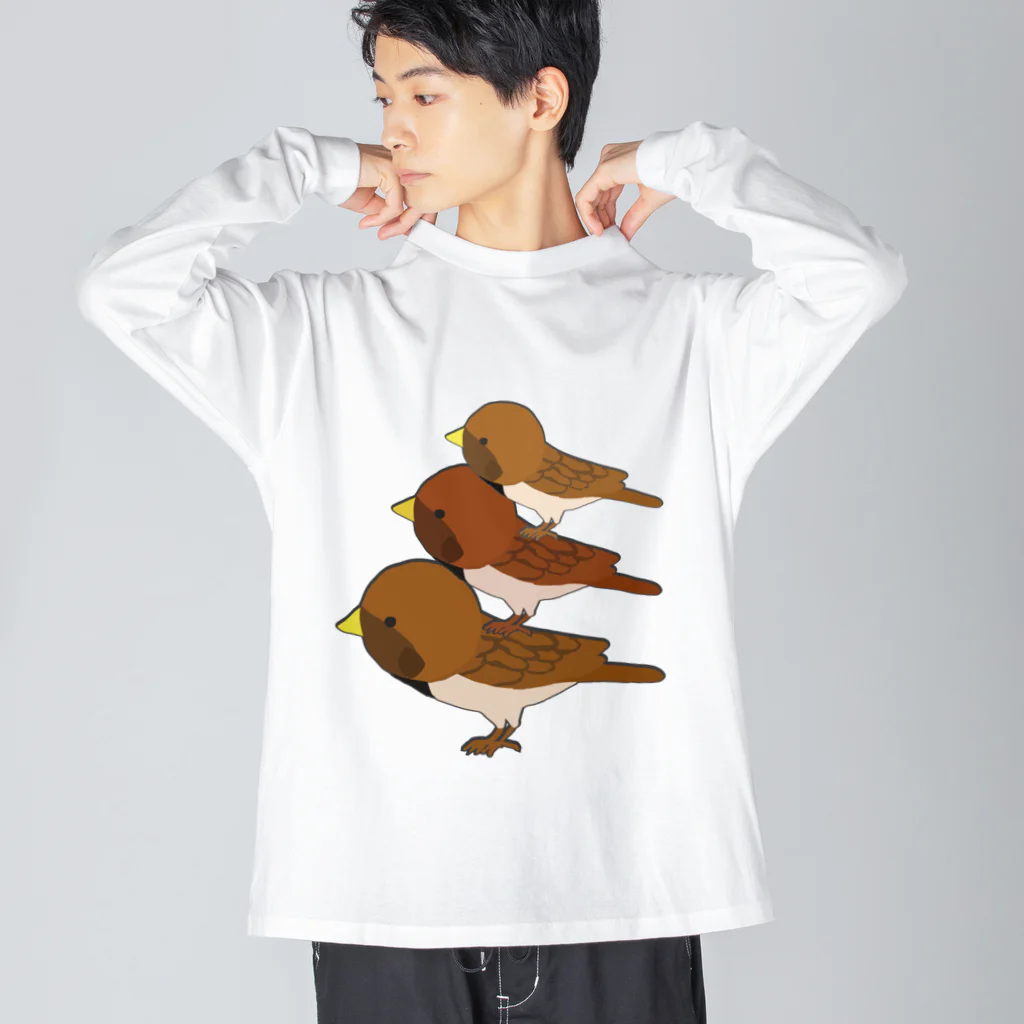 chicodeza by suzuriのすずめタワー Big Long Sleeve T-Shirt