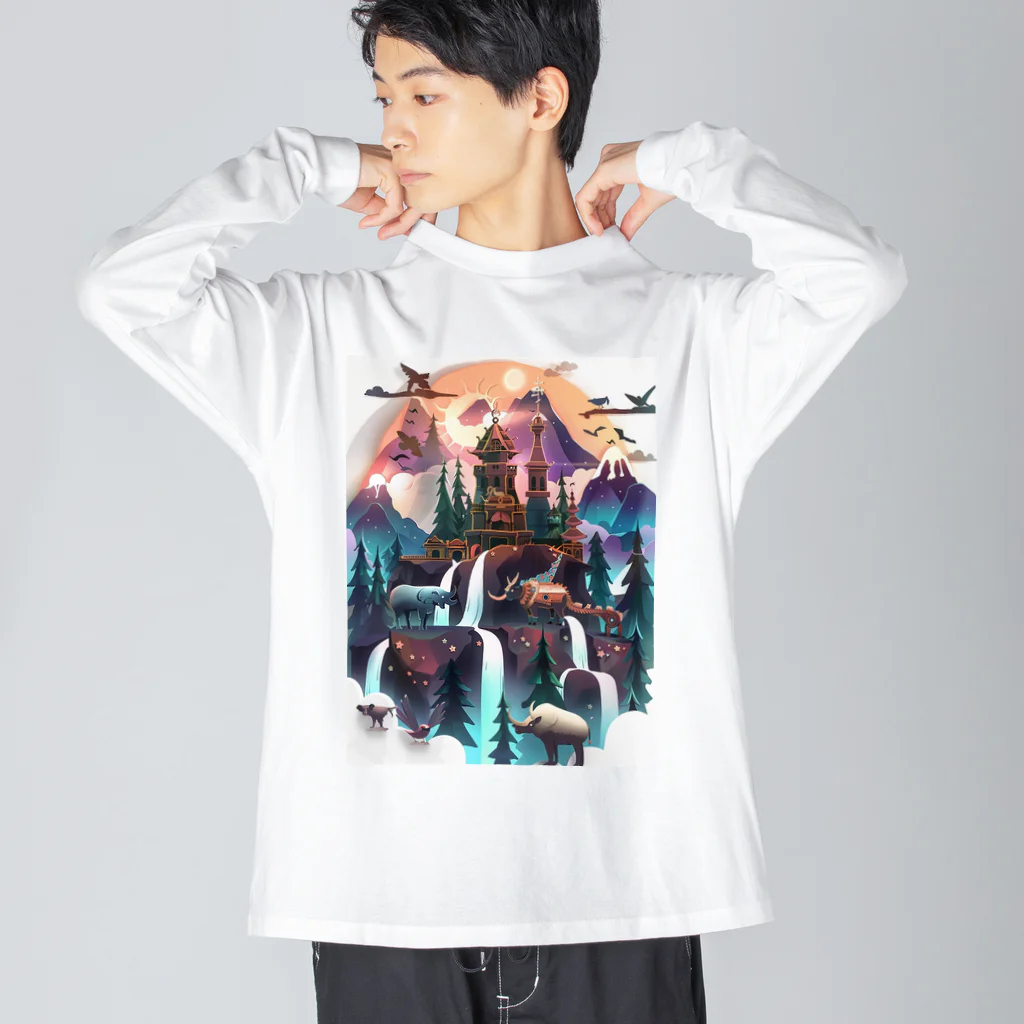 シロクマペンギンの神秘の山 Big Long Sleeve T-Shirt