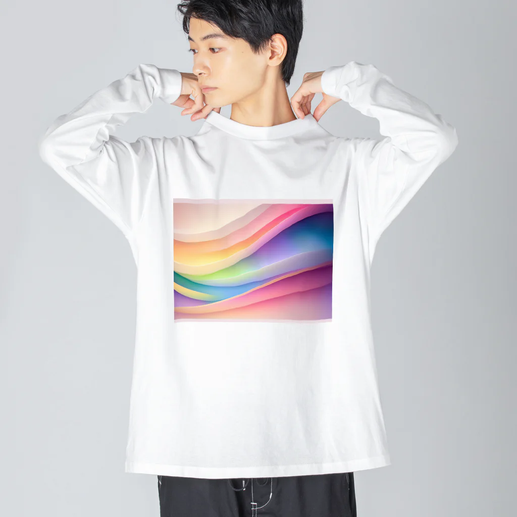 InkCraftsの虹色に輝く波の抽象的なデザイン Big Long Sleeve T-Shirt