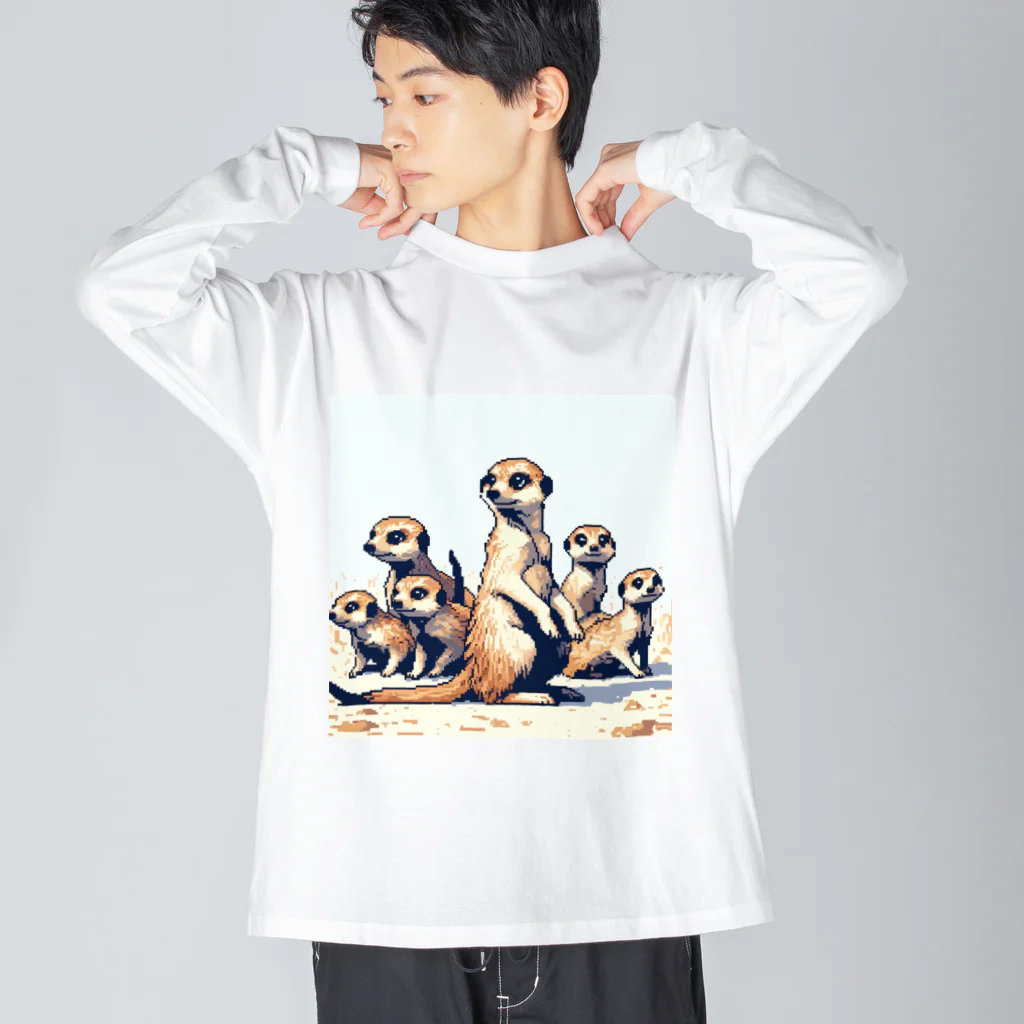 DotAnimalsのドットミーアキャット_ファミリー Big Long Sleeve T-Shirt