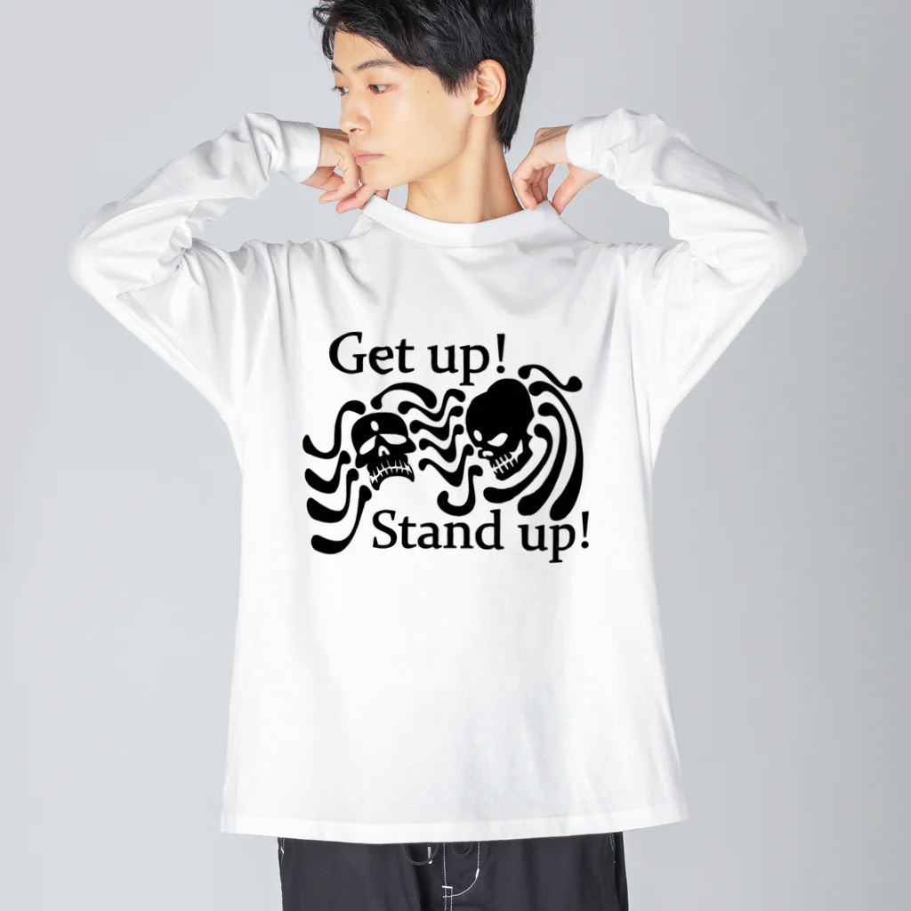 『NG （Niche・Gate）』ニッチゲート-- IN SUZURIのGet Up! Stand Up!(黒) ビッグシルエットロングスリーブTシャツ